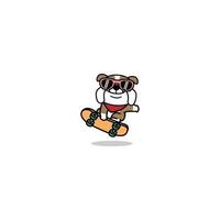 chien bouledogue mignon jouant la bande dessinée de planche à roulettes, illustration vectorielle vecteur