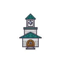 vieux église bâtiment dans pixel art style vecteur