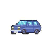 bleu voiture dans pixel art style vecteur