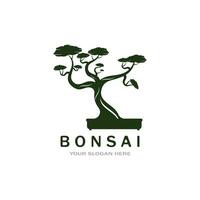 bonsaï logo conception. Japonais mini petit plante arbre silhouette logo conception vecteur