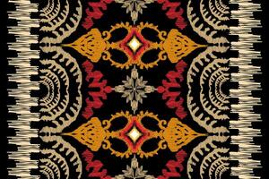 ikat floral paisley broderie sur noir arrière-plan.géométrique ethnique Oriental modèle traditionnel.aztèque style abstrait vecteur illustration.design pour