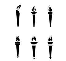 Collection de torches noires flamboyantes sur fond blanc illustration design abstrait vecteur