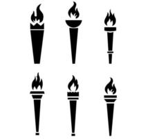 Collection de torches abstraites icône design noir illustration avec fond blanc vecteur