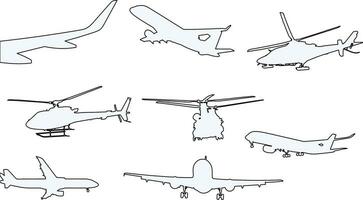 avion contour illustration , avion contour, avion contour , jet contour, aviation ligne art, transport Voyage vol en volant silhouette, aéronautiques silhouette, décollage vecteur