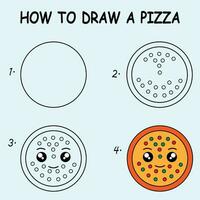 Comment à dessiner une mignonne Pizza. bien pour dessin enfant enfant illustration. vecteur illustration