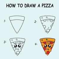 Comment à dessiner une mignonne Pizza. bien pour dessin enfant enfant illustration. vecteur illustration