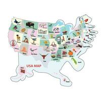 Etats-Unis carte illustration animal vecteur