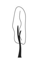 à feuilles persistantes plante dans parc monochrome plat vecteur objet. bouleau arbre. modifiable noir et blanc mince ligne icône. Facile dessin animé agrafe art place illustration pour la toile graphique conception