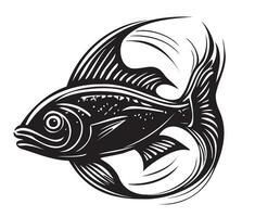 poisson logo esquisser main tiré dans griffonnage style vecteur illustration