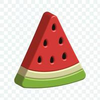 tranche de rouge pastèque avec des graines 3d vecteur icône. dessin animé minimal style.