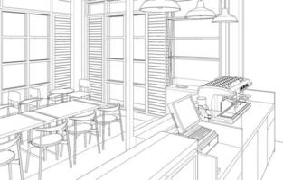 3d illustration de café et Résidentiel projet vecteur