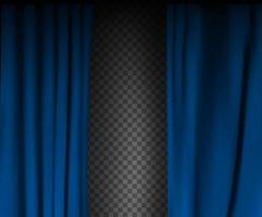 rideau de velours bleu coloré réaliste plié sur un fond transparent. option rideau à la maison au cinéma. illustration vectorielle vecteur