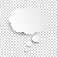 icône de nuage, bulle de pensée blanche sur fond vérifié transparent pour la conception infographique vecteur