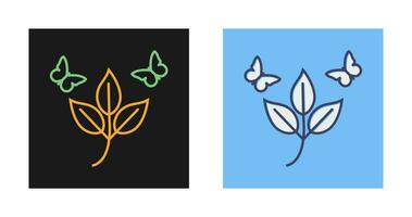papillons sur l'icône de vecteur de plantes