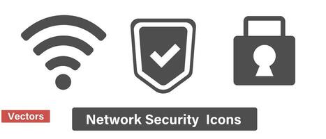 icône ensemble de bouclier et cadenas avec Wifi et vérifier marquer. vecteur. vecteur