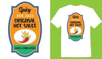 épicé est. 2023 original chaud sauce 100 biologique T-shirt vecteur