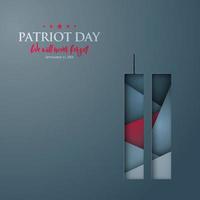 bannière vectorielle abstraite du jour du patriote avec la silhouette du centre commercial mondial. vecteur
