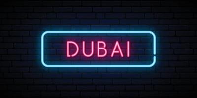 enseigne au néon de dubaï. enseigne lumineuse. vecteur