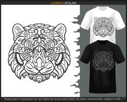 tigre tête mandala les arts isolé sur noir et blanc t chemise. vecteur