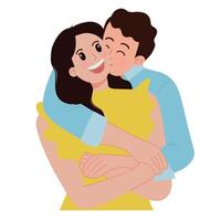 portrait de romantique couple homme baiser le sien petite amie illustration vecteur