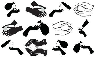 vecteur illustration de collection de main gestes silhouettes, main vecteur,