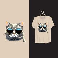 conception de modèle de t-shirt chat. vecteur