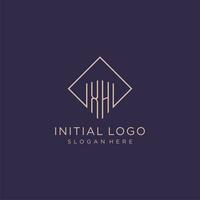 initiales xh logo monogramme avec rectangle style conception vecteur