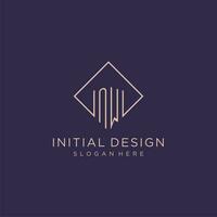 initiales nouveau logo monogramme avec rectangle style conception vecteur