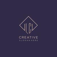 initiales lc logo monogramme avec rectangle style conception vecteur