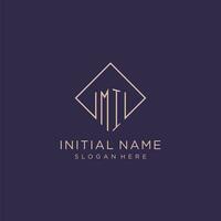 initiales mi logo monogramme avec rectangle style conception vecteur