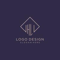 initiales hl logo monogramme avec rectangle style conception vecteur