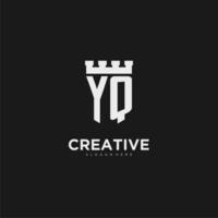 initiales yq logo monogramme avec bouclier et forteresse conception vecteur