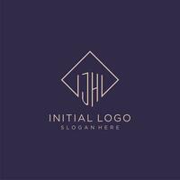 initiales jh logo monogramme avec rectangle style conception vecteur