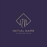 initiales zv logo monogramme avec rectangle style conception vecteur