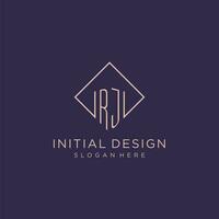 initiales rj logo monogramme avec rectangle style conception vecteur