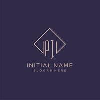 initiales pi logo monogramme avec rectangle style conception vecteur