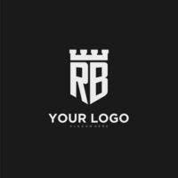 initiales rb logo monogramme avec bouclier et forteresse conception vecteur