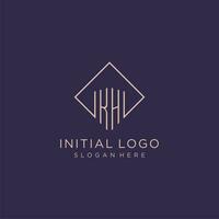 initiales kh logo monogramme avec rectangle style conception vecteur