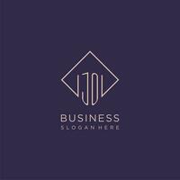 initiales jo logo monogramme avec rectangle style conception vecteur