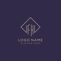 initiales fx logo monogramme avec rectangle style conception vecteur