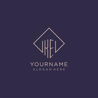 initiales ke logo monogramme avec rectangle style conception vecteur