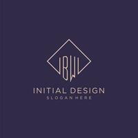 initiales bw logo monogramme avec rectangle style conception vecteur