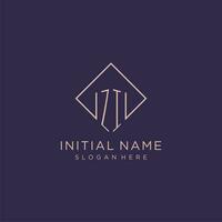 initiales zi logo monogramme avec rectangle style conception vecteur