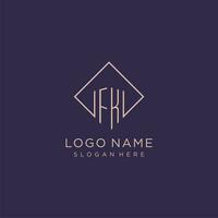 initiales fk logo monogramme avec rectangle style conception vecteur