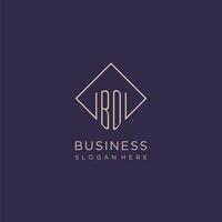 initiales bo logo monogramme avec rectangle style conception vecteur