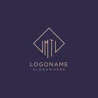 initiales mt logo monogramme avec rectangle style conception vecteur