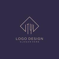 initiales ty logo monogramme avec rectangle style conception vecteur