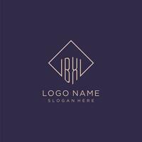 initiales bx logo monogramme avec rectangle style conception vecteur