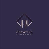 initiales fp logo monogramme avec rectangle style conception vecteur