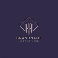 initiales ka logo monogramme avec rectangle style conception vecteur